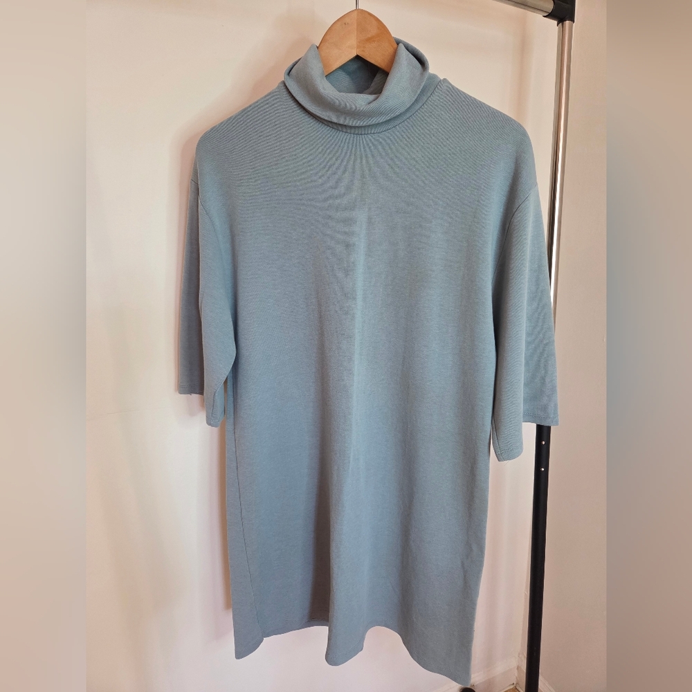 Zara Steel Blue Turtleneck Top